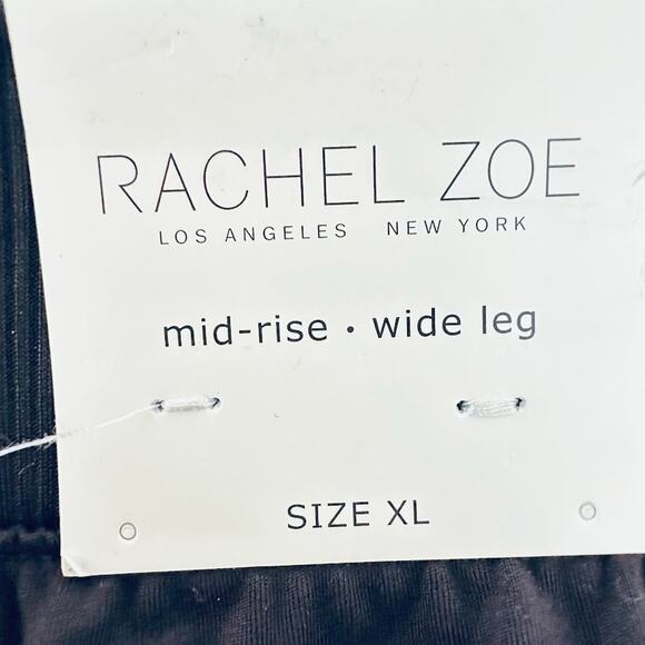Rachel Zoe Womens Mid Rise Wide Leg Pull On Pants XL Black Minimalist Staple NWT - Picture 3 of 8